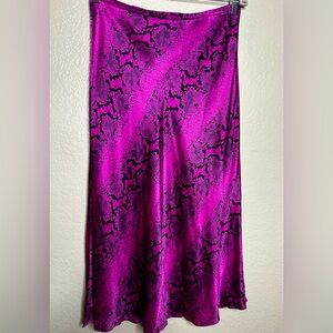 Karen Kane Magenta Pink & Black Snake Print Silk Slip Y2K Skirt Made In USA Med